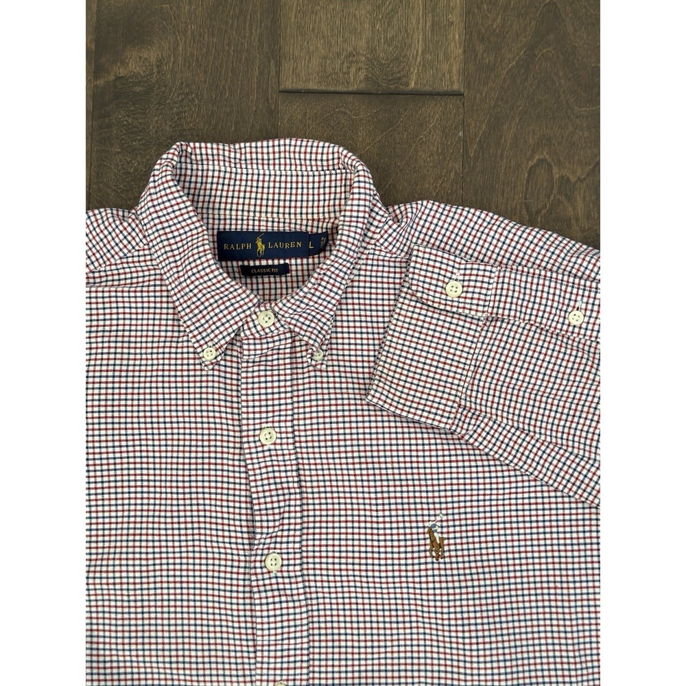 Polo Ralph Lauren Mens Shirt L Button Down Oxford Check Pony Long Sleeve Classic